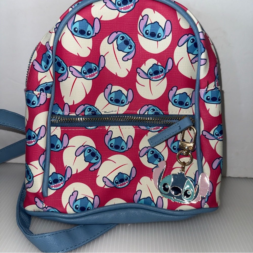 Disney Stitch Patterned Mini Backpack by Bioworld EUC 9.25”H